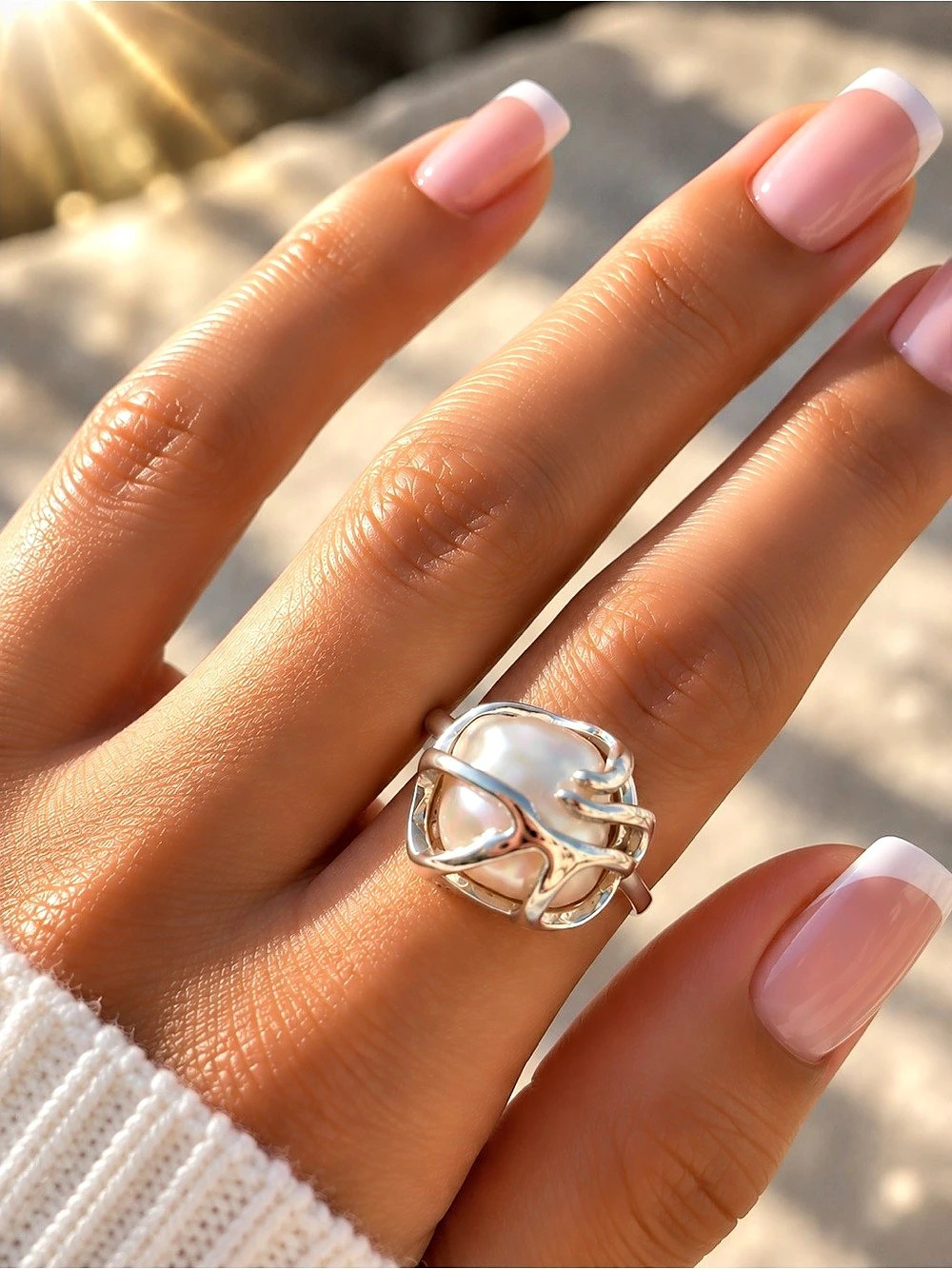 Pearl Statement Ring in Silver